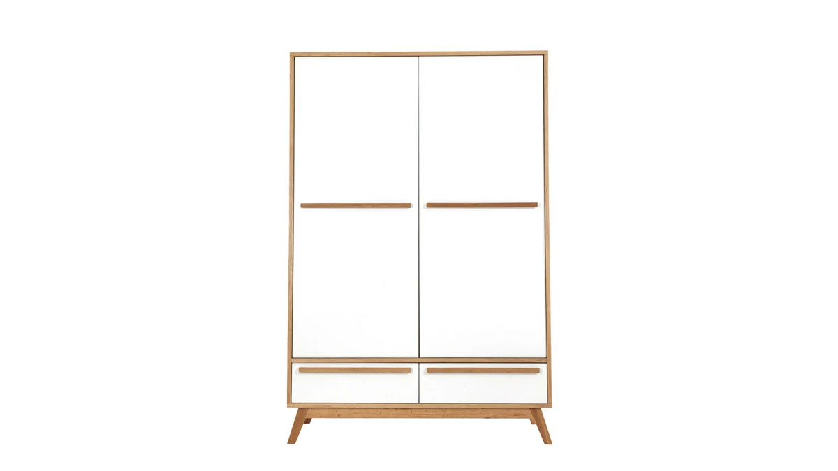 Armoire Design Avec Penderie Finition Bois Clair Et Blanc Mat L120 Cm HELIA 3 Armoire Design Avec Penderie Finition Bois Clair Et Blanc Mat L120 Cm HELIA