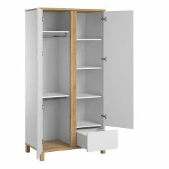 Armoire Scandinave Avec Penderie Et étagères Finition Blanc Mat Et Bois Chêne Clair L90 Cm EILIE -Canapé Soldes armoire scandinave avec penderie et etageres finition blanc mat et bois chene clair l90 cm eilie 50697 6113d290d4f47 1200 675