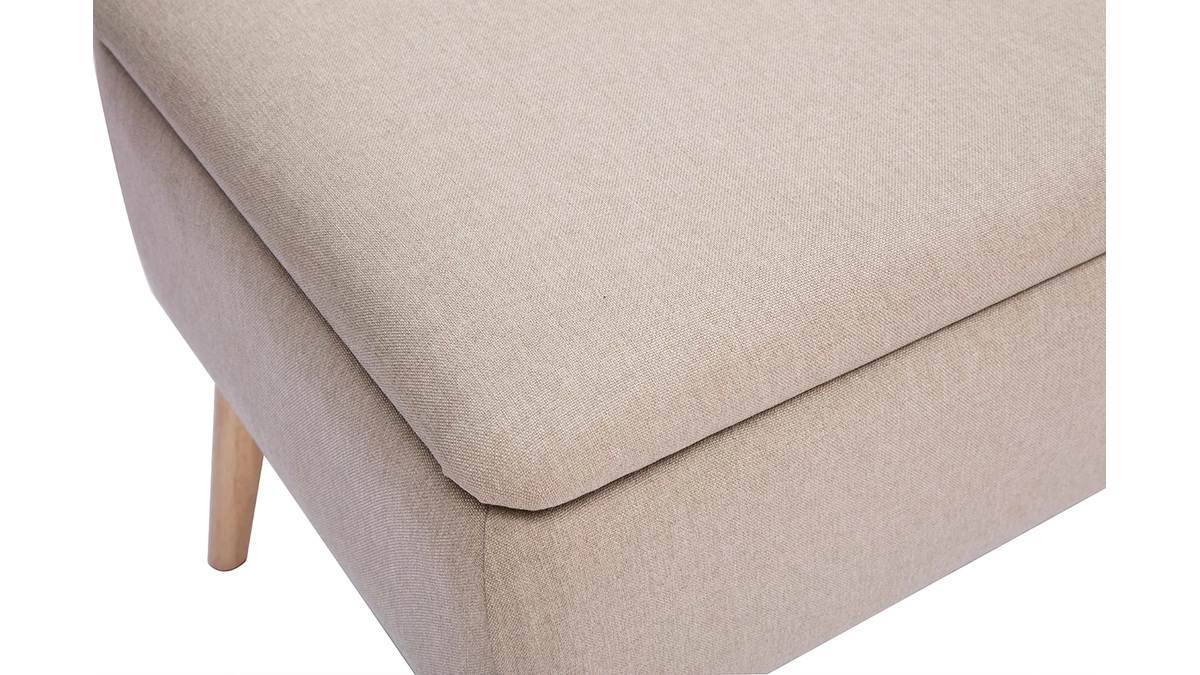 Banc Coffre En Tissu Beige Et Bois Clair Massif L120 Cm LARS 7 Banc Coffre En Tissu Beige Et Bois Clair Massif L120 Cm LARS – Image 5