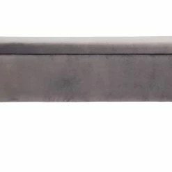 Banc Coffre En Tissu Velours Gris Foncé L120 Cm ATON