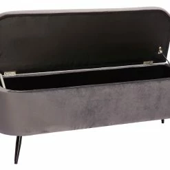 Canapé Soldes -Canapé Soldes banc coffre en tissu velours gris fonce l120 cm aton 49055 60869129a5e2b 1200 675