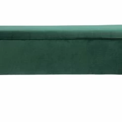 Banc Coffre En Tissu Velours Vert L120 Cm ATON