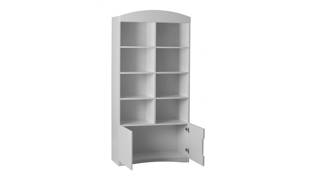 Bibliothèque Blanche 6 étagères 2 Portes L90 Cm ANTONIN – Image 3