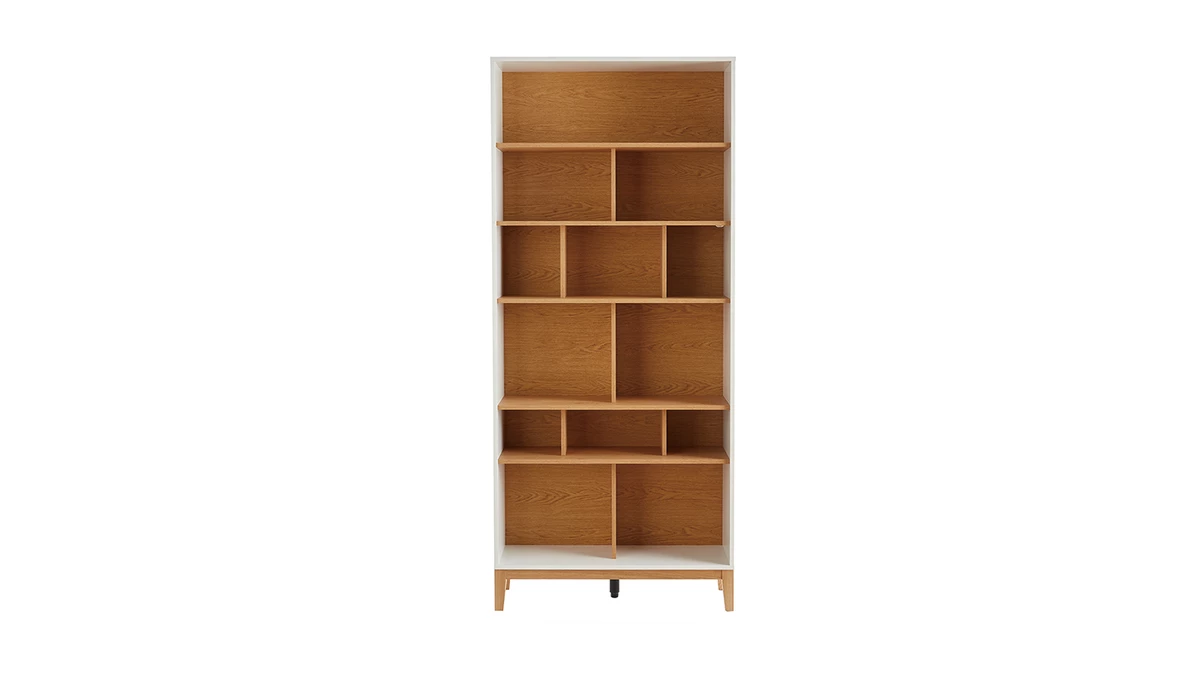 Bibliothèque Design En Bois Clair Chêne Et Blanc L90 Cm ABEL 3 Bibliothèque Design En Bois Clair Chêne Et Blanc L90 Cm ABEL