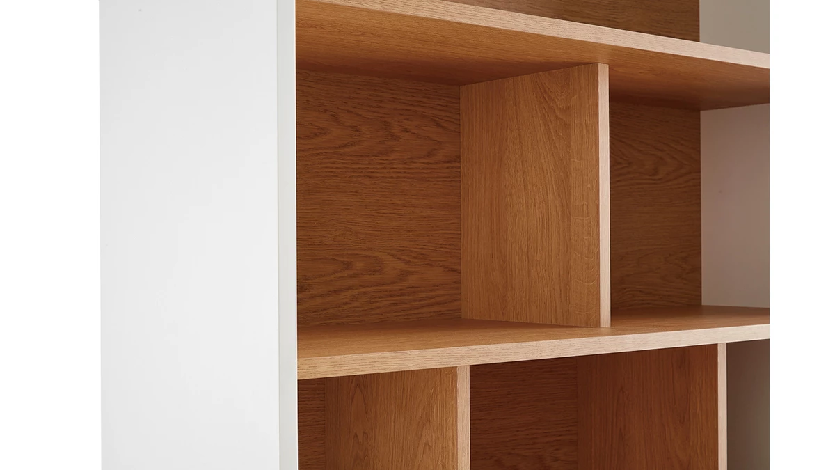 Bibliothèque Design En Bois Clair Chêne Et Blanc L90 Cm ABEL 7 Bibliothèque Design En Bois Clair Chêne Et Blanc L90 Cm ABEL – Image 5