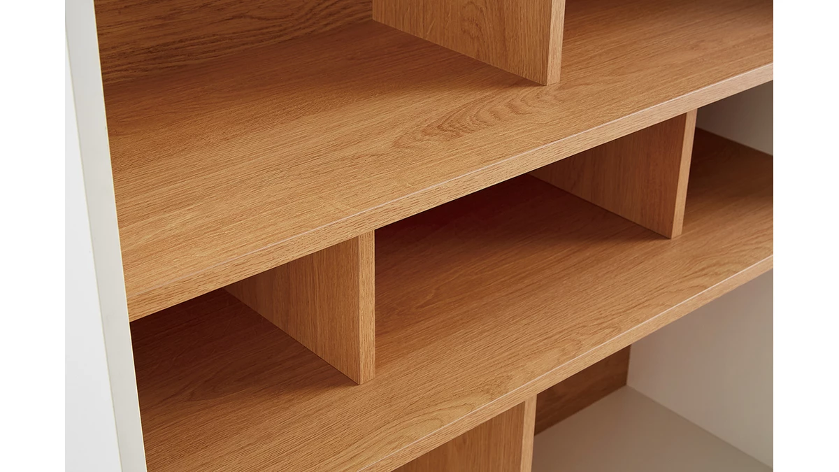 Bibliothèque Design En Bois Clair Chêne Et Blanc L90 Cm ABEL 8 Bibliothèque Design En Bois Clair Chêne Et Blanc L90 Cm ABEL – Image 6