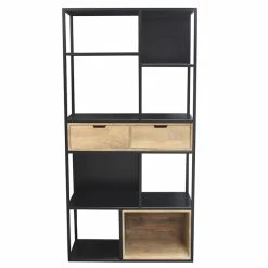 Bibliothèque En Métal Noir Et Bois Manguier Massif L90 Cm JAIPUR - Miliboo & Stéphane Plaza