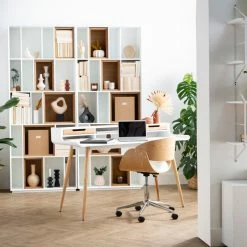 Bibliothèque Modulable Blanche Et Finition Bois Chêne L85 Cm JAZZ 18 Bibliothèque Modulable Blanche Et Finition Bois Chêne L85 Cm JAZZ -Canapé Soldes bibliotheque modulable blanche et finition bois chene l85 cm jazz 44470 60bdf5eae86dd 1200 675