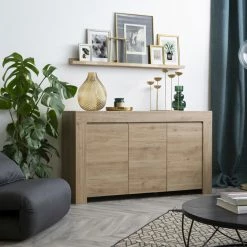 Buffet Design Bois Chêne 3 Portes L138 Cm TINO -Canapé Soldes buffet design bois chene 3 portes l138 cm tino 48034 5f18531eca498 1200 675