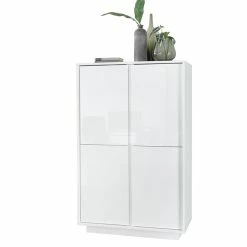 Buffet Haut Design Blanc Brillant 4 Portes L92 Cm COMO