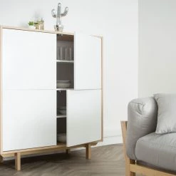 Buffet Haut Scandinave Bois Et Blanc 4 Portes L110 Cm SID -Canapé Soldes buffet haut scandinave bois et blanc 4 portes l110 cm sid 43378 5bb3748aaeb2e 1200 675