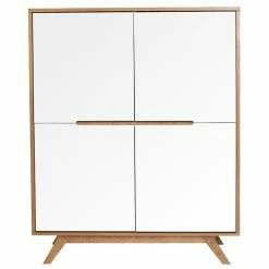 Buffet Haut Scandinave Bois Et Blanc L110 Cm HELIA