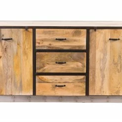 Buffet Industriel En Manguier Massif Et Métal Noir L160 Cm INDUSTRIA