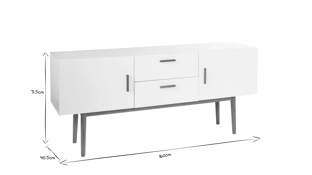 Buffet Scandinave Blanc Et Bois 2 Portes L160 Cm GILDA 10 Buffet Scandinave Blanc Et Bois 2 Portes L160 Cm GILDA – Image 8