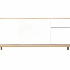 Buffet Scandinave Bois Et Blanc 2 Portes 3 Tiroirs L195cm SID