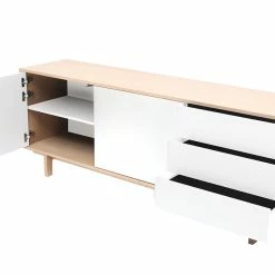 Buffet Scandinave Bois Et Blanc 2 Portes 3 Tiroirs L195cm SID -Canapé Soldes buffet scandinave bois et blanc 2 portes 3 tiroirs l195cm sid 43377 5bc4a3c9cadfc 1200 675