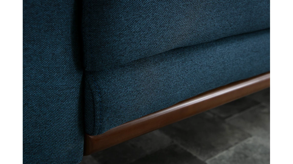Canapé 2 Places En Tissu Bleu Foncé Et Bois Foncé EKTOR 8 Canapé 2 Places En Tissu Bleu Foncé Et Bois Foncé EKTOR – Image 6