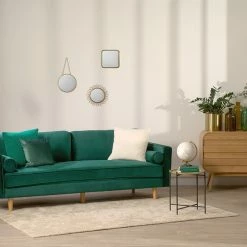 Canapé 3-4 Places En Tissu Velours Bleu Nuit Et Bois Clair IMPERIAL -Canapé Soldes canape 3 4 places en tissu velours bleu nuit et bois clair imperial 42895 5bbcc6e0c1bdb 1200 675