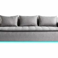 Canapé Connecté 4 Places En Tissu Gris Clair