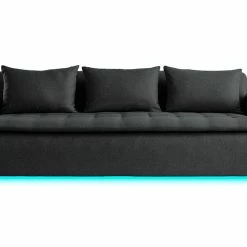 Canapé Connecté 4 Places Tissu Gris Foncé