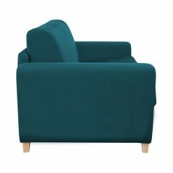 Canapé Convertible 3 Places En Tissu Bleu Canard Et Bois Clair Avec Matelas L140 Cm 12 Cm GRAHAM -Canapé Soldes canape convertible 3 places en tissu bleu canard et bois clair avec matelas l140 cm 12 cm graham 46142 5ce25e2d9163b 1200 675