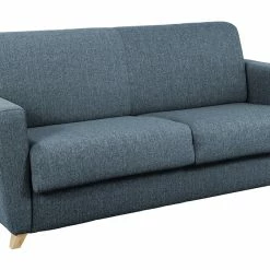 Canapé Convertible 3 Places En Tissu Bleu Et Bois Clair Avec Matelas L140 Cm 12 Cm GRAHAM -Canapé Soldes canape convertible 3 places en tissu bleu et bois clair avec matelas l140 cm 12 cm graham 47113 5d4bf72e07098 1200 675