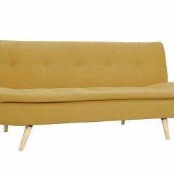 Canapé Convertible 3 Places En Tissu Effet Velours Jaune Moutarde Et Bois Clair SENSO -Canapé Soldes canape convertible 3 places en tissu effet velours jaune moutarde et bois clair senso 46723 5da98c46ac56b 1200 675