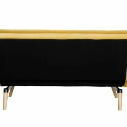 Canapé Convertible 3 Places En Tissu Effet Velours Jaune Moutarde Et Bois Clair SENSO -Canapé Soldes canape convertible 3 places en tissu effet velours jaune moutarde et bois clair senso 46723 5da98c4aafe40 1200 675