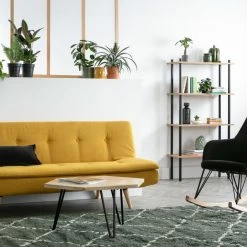 Canapé Convertible 3 Places En Tissu Effet Velours Jaune Moutarde Et Bois Clair SENSO -Canapé Soldes canape convertible 3 places en tissu effet velours jaune moutarde et bois clair senso 46723 5e58f6897e1c7 1200 675