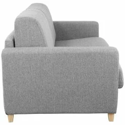 Canapé Convertible 3 Places En Tissu Gris Clair Et Bois Clair Avec Matelas L140 Cm 12 Cm GRAHAM -Canapé Soldes canape convertible 3 places en tissu gris clair et bois clair avec matelas l140 cm 12 cm graham 47112 5d4aee254a8c2 1200 675