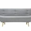 Canapé Convertible 3 Places En Tissu Gris Clair Et Bois Clair FAGUO