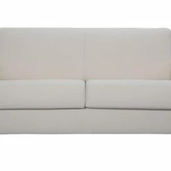 Canapé Convertible 3 Places En Tissu Naturel Et Bois Clair Avec Matelas L140 Cm 12 Cm GRAHAM