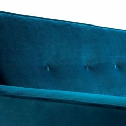 Canapé Convertible 3 Places En Tissu Velours Bleu Paon Et Bois Clair Avec Matelas 9 Cm CIGALE -Canapé Soldes canape convertible 3 places en tissu velours bleu paon et bois clair avec matelas 9 cm cigale 48402 61026d5904366 1200 675