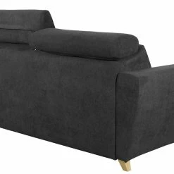 Canapé Convertible Avec Têtières Ajustables 3 Places En Tissu Effet Velours Gris Anthracite Et Bois Clair Avec Matelas 13 Cm GOYA -Canapé Soldes canape convertible avec tetieres ajustables 3 places en tissu effet velours gris anthracite et bois clair avec matelas 13 cm goya 49553 605243268752e 1200 675