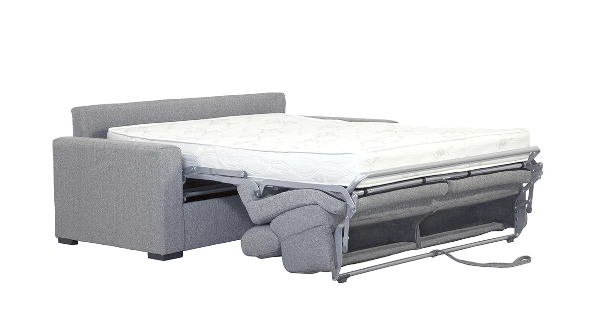 Canapé Convertible Avec Têtières Ajustables 3 Places En Tissu Gris Clair Avec Matelas 18 Cm NORO 5 Canapé Convertible Avec Têtières Ajustables 3 Places En Tissu Gris Clair Avec Matelas 18 Cm NORO – Image 3