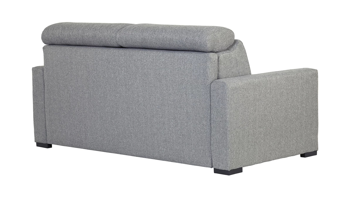 Canapé Convertible Avec Têtières Ajustables 3 Places En Tissu Gris Clair Avec Matelas 18 Cm NORO 7 Canapé Convertible Avec Têtières Ajustables 3 Places En Tissu Gris Clair Avec Matelas 18 Cm NORO – Image 5