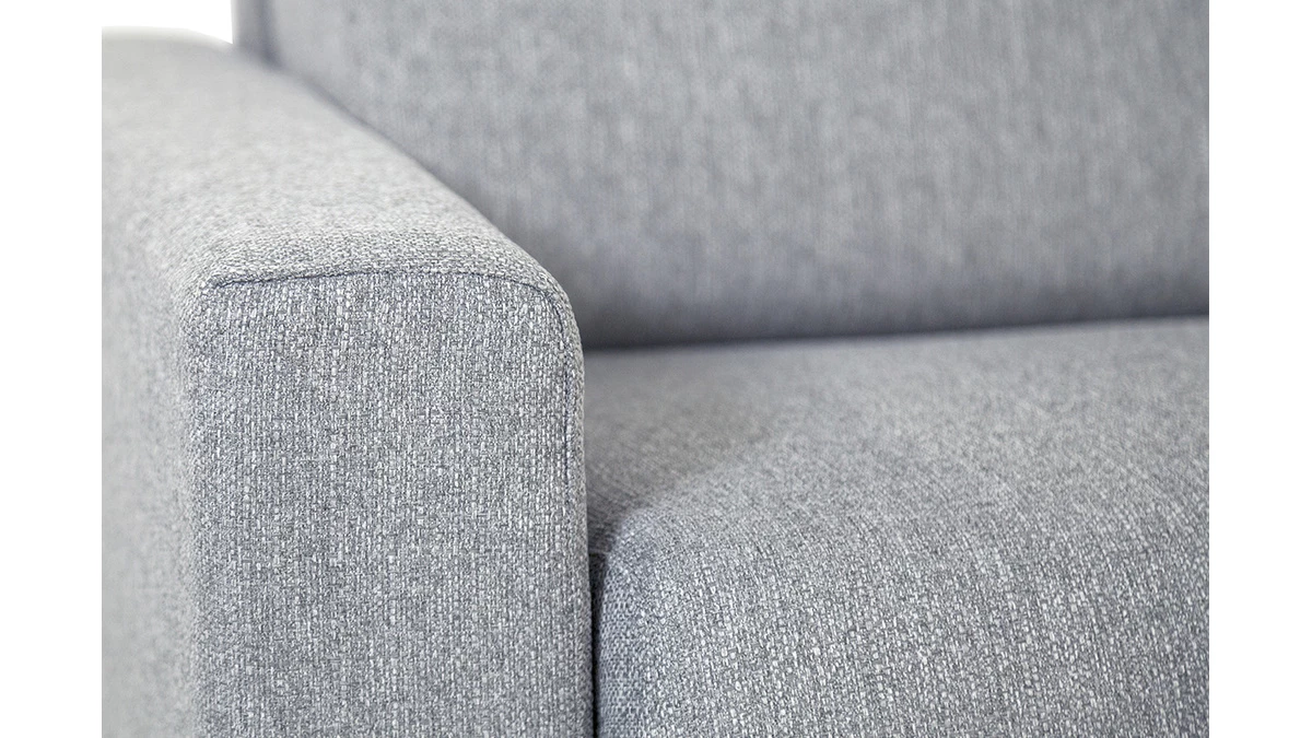 Canapé Convertible Avec Têtières Ajustables 3 Places En Tissu Gris Clair Avec Matelas 18 Cm NORO 8 Canapé Convertible Avec Têtières Ajustables 3 Places En Tissu Gris Clair Avec Matelas 18 Cm NORO – Image 6