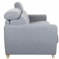 Canapé Convertible Avec Têtières Ajustables 3 Places En Tissu Gris Et Bois Clair Avec Matelas 13 Cm GOYA -Canapé Soldes canape convertible avec tetieres ajustables 3 places en tissu gris et bois clair avec matelas 13 cm goya 47791 5f115f51d3d11 1200 675