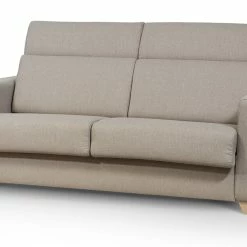 Canapé Convertible Avec Têtières Ajustables 3 Places En Tissu Taupe Et Bois Clair Avec Matelas 13 Cm GOYA -Canapé Soldes canape convertible avec tetieres ajustables 3 places en tissu taupe et bois clair avec matelas 13 cm goya 51771 62d7d30c45143 1200 675