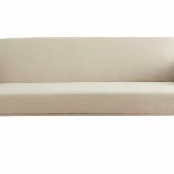 Canapé Convertible Scandinave 3 Places En Tissu Beige Et Bois Clair JAGGER