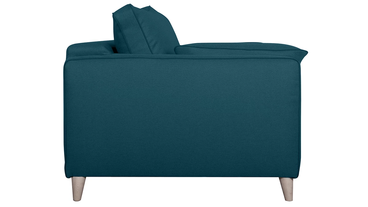 Canapé Convertible Scandinave 3 Places En Tissu Bleu Canard Et Bois Clair Avec Matelas 10 Cm PAPEL 6 Canapé Convertible Scandinave 3 Places En Tissu Bleu Canard Et Bois Clair Avec Matelas 10 Cm PAPEL – Image 4