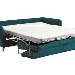 Canapé Convertible Scandinave 3 Places En Tissu Bleu Paon Et Bois Clair Avec Matelas 10 Cm CREEP -Canapé Soldes canape convertible scandinave 3 places en tissu bleu paon et bois clair avec matelas 10 cm creep 49564 60705e1cb18e2 1200 675