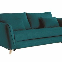 Canapé Convertible Scandinave 3 Places En Tissu Bleu Paon Et Bois Clair Avec Matelas 10 Cm CREEP -Canapé Soldes canape convertible scandinave 3 places en tissu bleu paon et bois clair avec matelas 10 cm creep 49564 6093f426969d1 1200 675