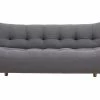 Canapé Convertible Scandinave 3 Places En Tissu Gris Foncé Et Bois Clair YUMI