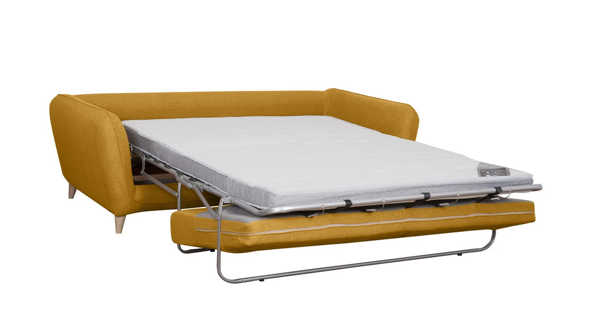 Canapé Convertible Scandinave 3 Places Jaune Cumin Avec Matelas 10 Cm CREEP 5 Canapé Convertible Scandinave 3 Places Jaune Cumin Avec Matelas 10 Cm CREEP – Image 3