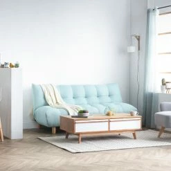 Canapé Convertible Scandinave En Tissu Menthe à L'eau Et Bois Clair YUMI -Canapé Soldes canape convertible scandinave en tissu menthe a leau et bois clair yumi 42519 5d53c0730bc11 1200 675