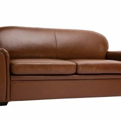 Canapé Convertible Vintage 3 Places Cuir Marron Et Bois Noir Avec Matelas 9 Cm CLUB -Canapé Soldes canape convertible vintage 3 places cuir marron et bois noir avec matelas 9 cm club 49660 6197c99fc9ace 1200 675