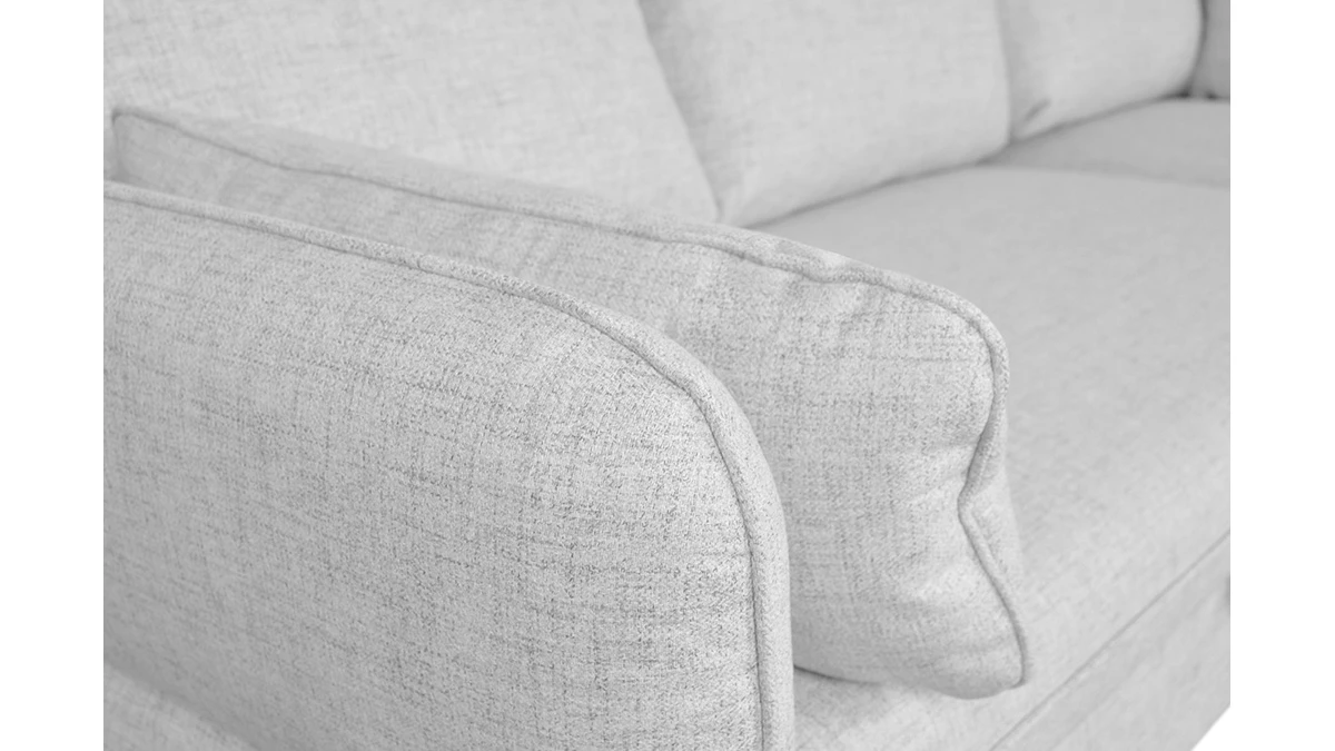 Canapé D'angle Convertible Réversible Avec Coffre 3-4 Places En Tissu Gris Clair Et Bois Clair DRISS 8 Canapé D'angle Convertible Réversible Avec Coffre 3-4 Places En Tissu Gris Clair Et Bois Clair DRISS – Image 6