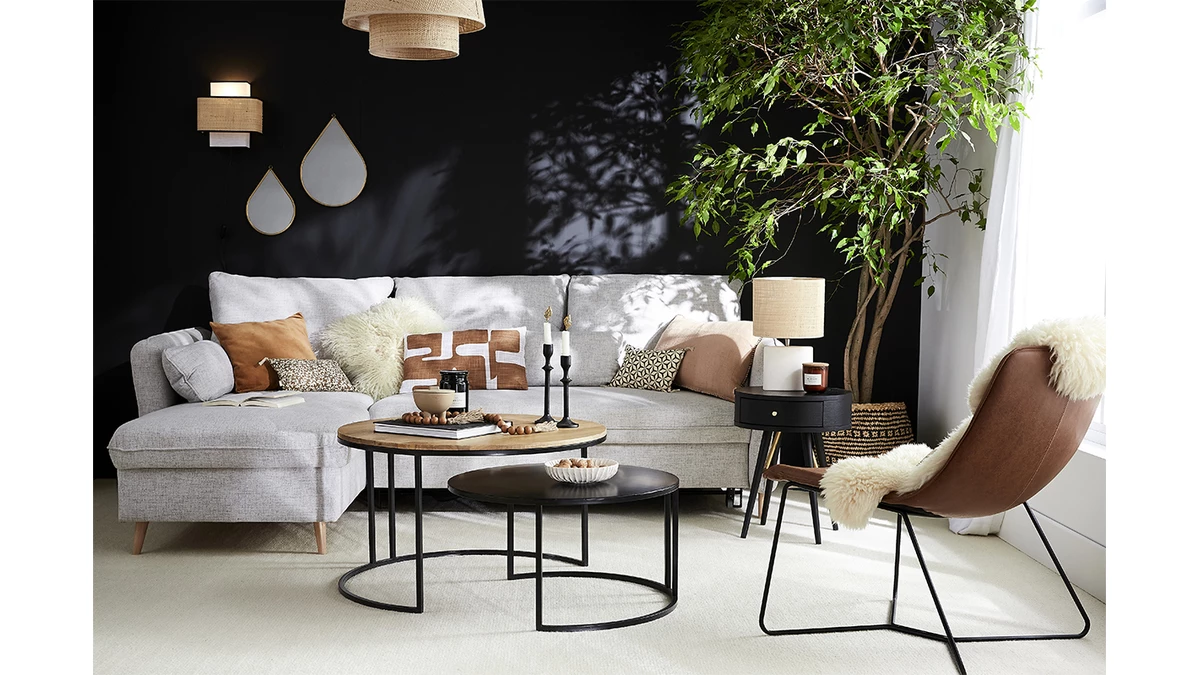 Canapé D'angle Convertible Réversible Avec Coffre 3-4 Places En Tissu Gris Clair Et Bois Clair DRISS 9 Canapé D'angle Convertible Réversible Avec Coffre 3-4 Places En Tissu Gris Clair Et Bois Clair DRISS – Image 7