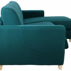 Canapé D'angle Convertible Réversible Avec Coffre 4 Places En Tissu Bleu Canard Et Bois Clair GRAHAM -Canapé Soldes canape dangle convertible reversible avec coffre 4 places en tissu bleu canard et bois clair graham 49271 602fdff363b8b 1200 675